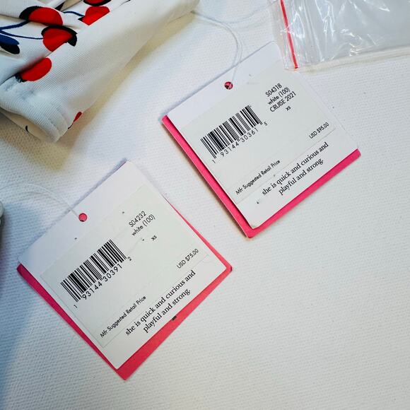 Kate Spade New York Cherry Toss Bandeau Bikini Top and High Waist Bottom - Picture 5 of 10